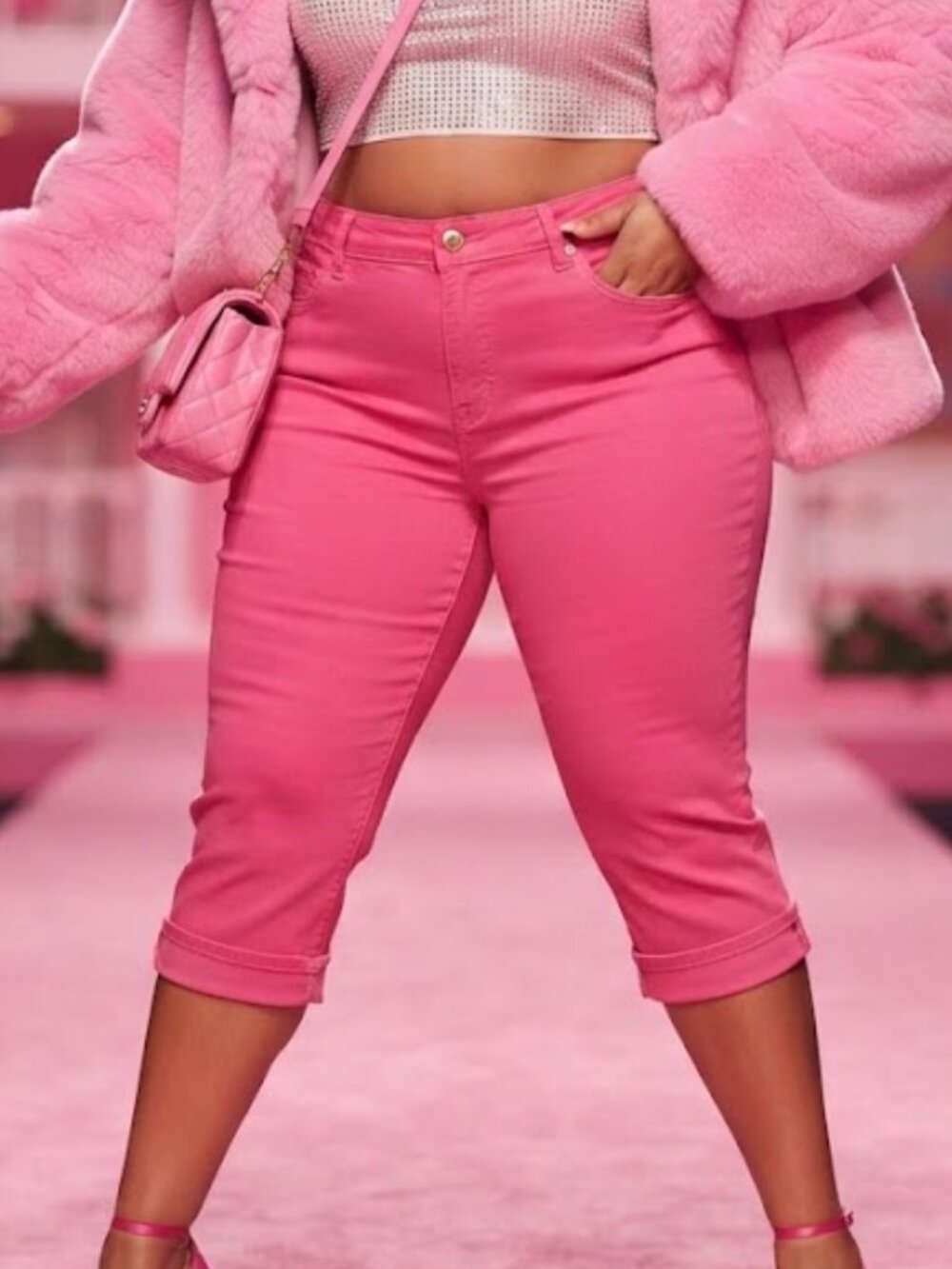 Gloria Vanderbilt Hot Pink Pink Denim Capris Size 12P Petite